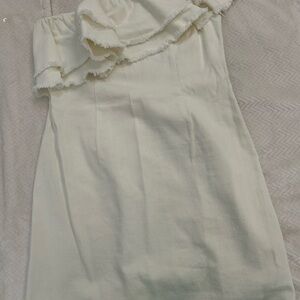 Jennifer Lopez Cream Off-Shoulder Dress